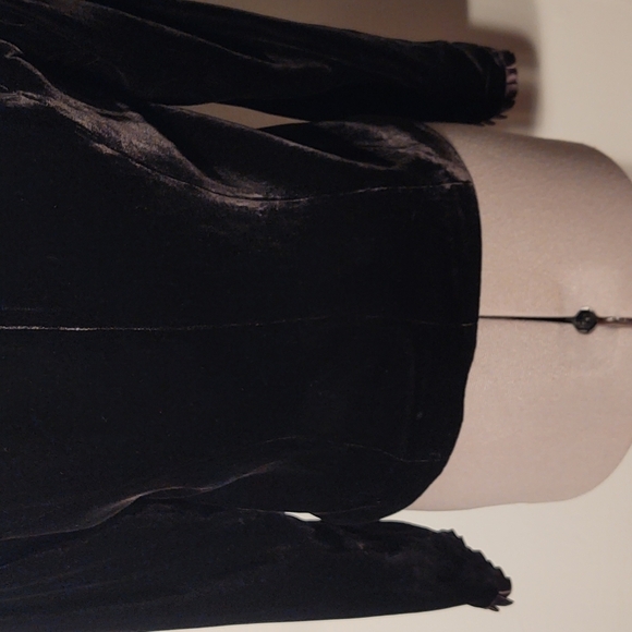 W.D.N.Y Black Velvet Blazer with Floral Ribbon Embroidery Sz 10 - Picture 11 of 13